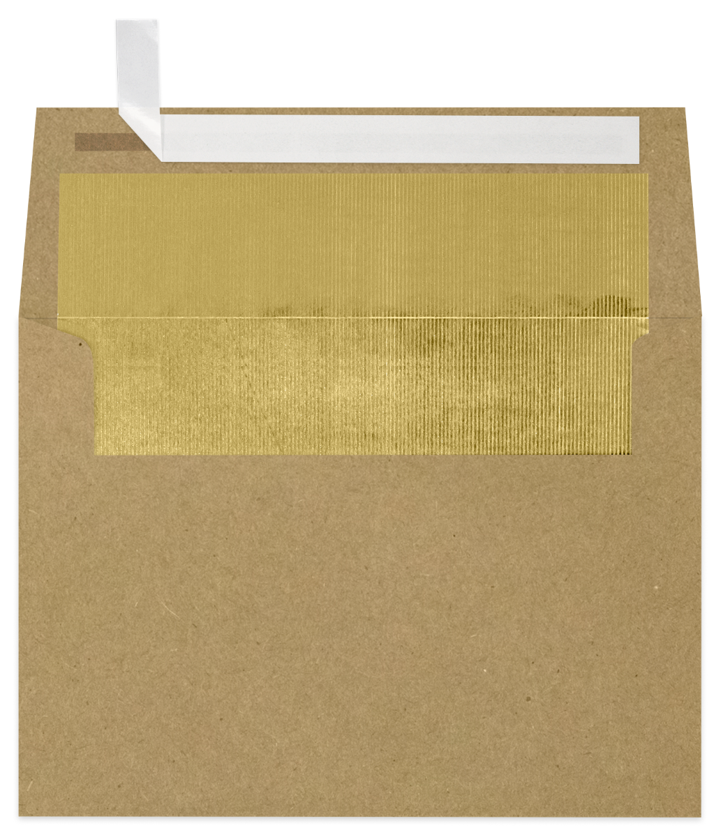 Grocery Bag with Gold Foil Lining 28lb A7 Invitation Envelopes (5 1/4 x 7 1/4) with Peel & Seal