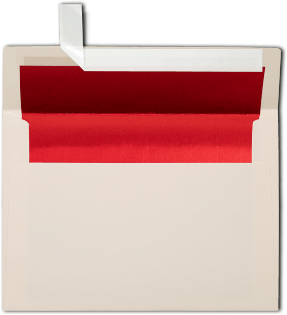 Natural with Red Foil Lining 28lb A7 Invitation Envelopes (5 1/4 x 7 1/4) with Peel & Seal
