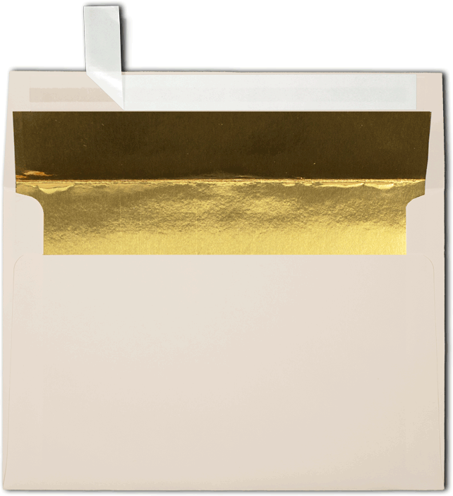 Natural with Gold Foil Lining 28lb A8 Invitation Envelopes (5 1/2 x 8 1/8) with Peel & Seal