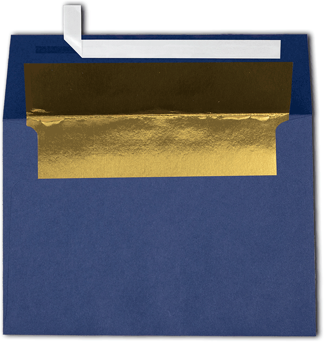 Navy Blue with Gold Foil Lining 32lb A4 Invitation Envelopes (4 1/4 x 6 1/4) with Peel & Seal