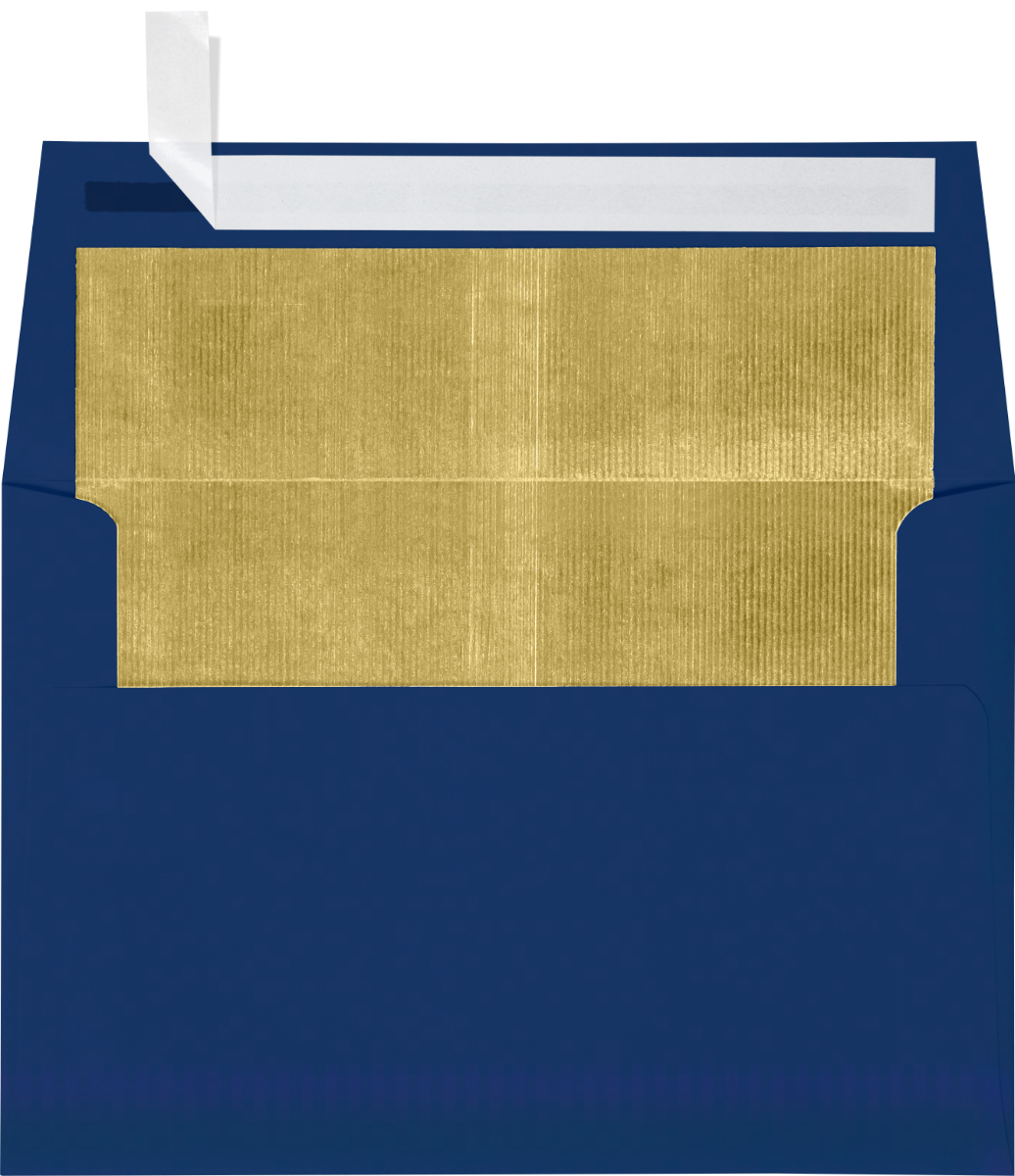Navy Blue with Gold Foil Lining 32lb A4 Invitation Envelopes (4 1/4 x 6 1/4) with Peel & Seal