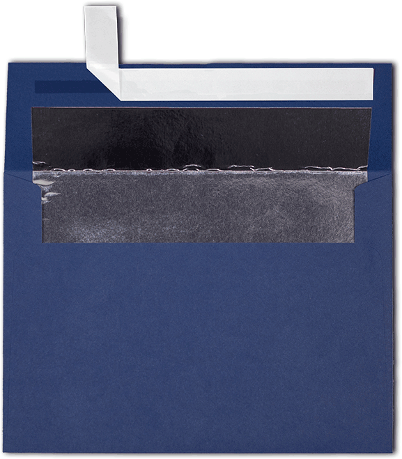 Navy Blue with Silver Foil Lining 32lb A7 Invitation Envelopes (5 1/4 x 7 1/4) with Peel & Seal