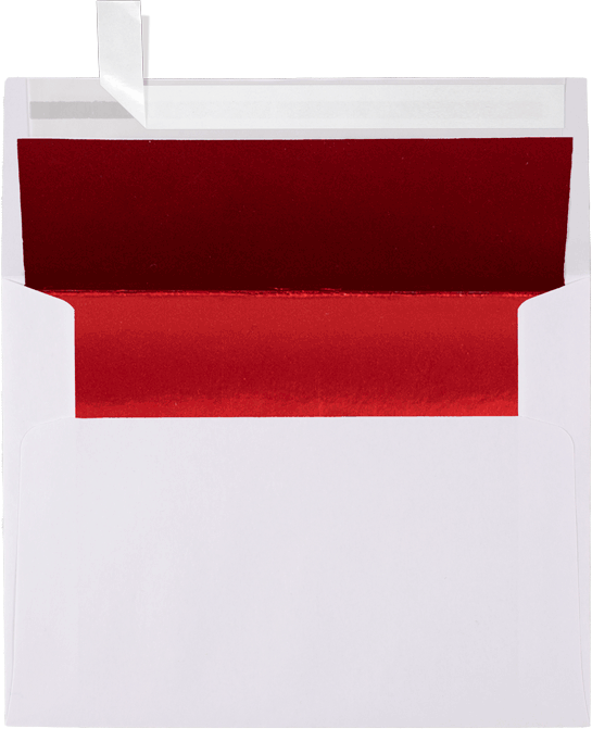 White with Red Foil Lining 32lb A2 Invitation Envelopes (4 3/8 x 5 3/4) with Peel & Seal