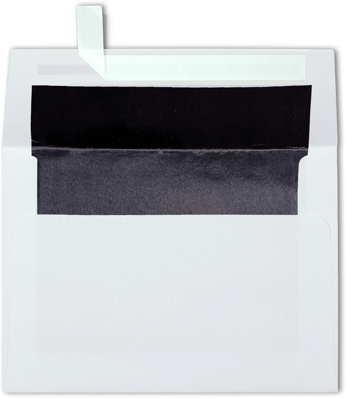 White with Black Foil Lining 24lb A6 Invitation Envelopes (4 3/4 x 6 1/2) with Peel & Seal