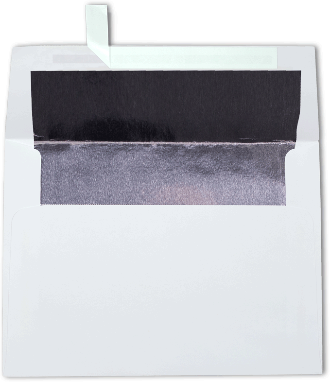 White with Silver Foil Lining 24lb A6 Invitation Envelopes (4 3/4 x 6 1/2) with Peel & Seal