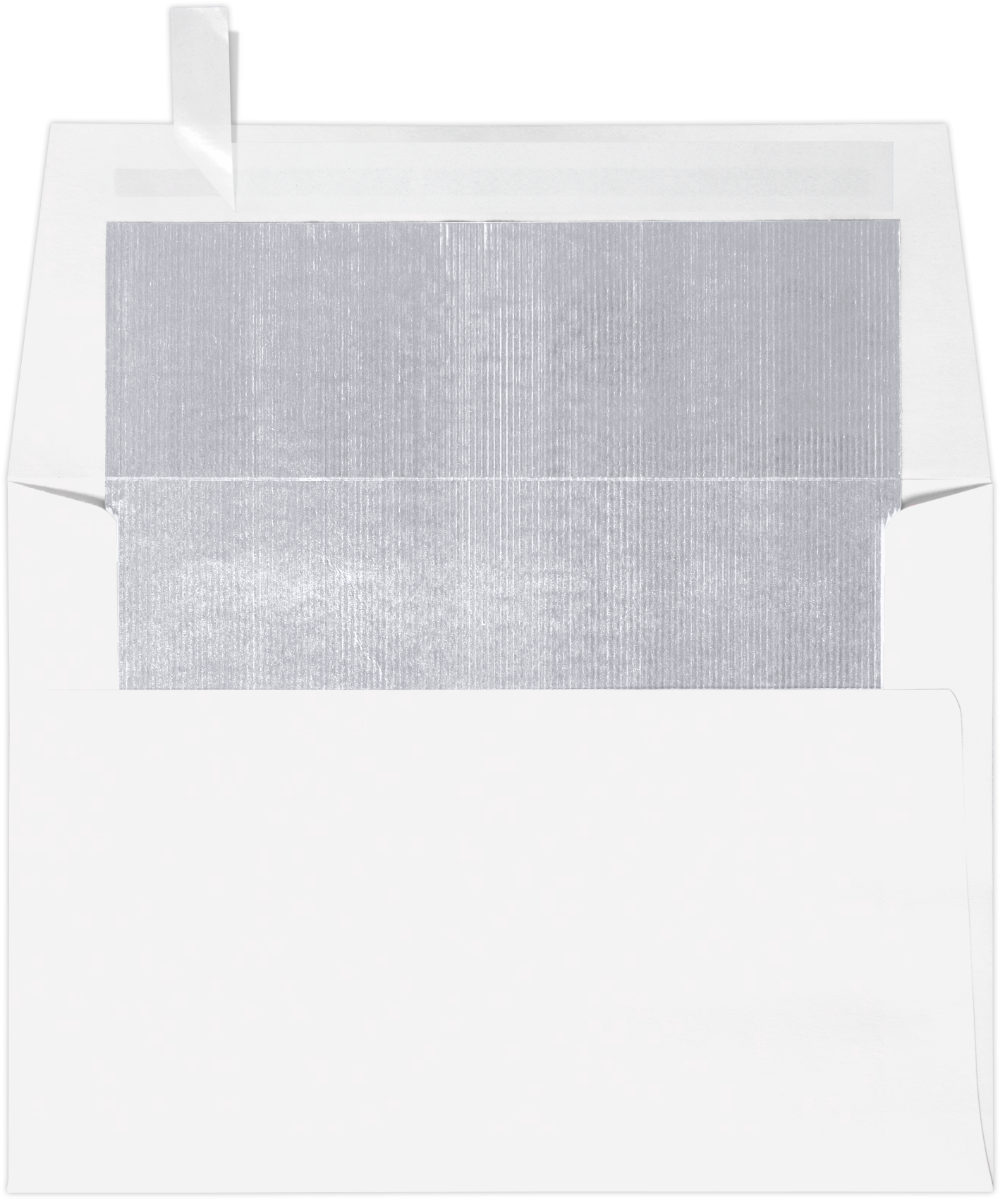 White with Silver Foil Lining 24lb A6 Invitation Envelopes (4 3/4 x 6 1/2) with Peel & Seal