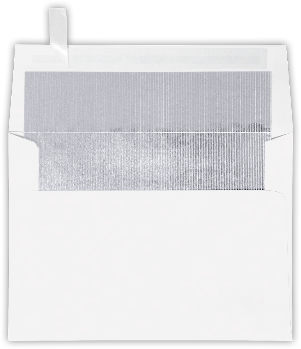 White with Silver Foil Lining 24lb A7 Invitation Envelopes (5 1/4 x 7 1/4) with Peel & Seal