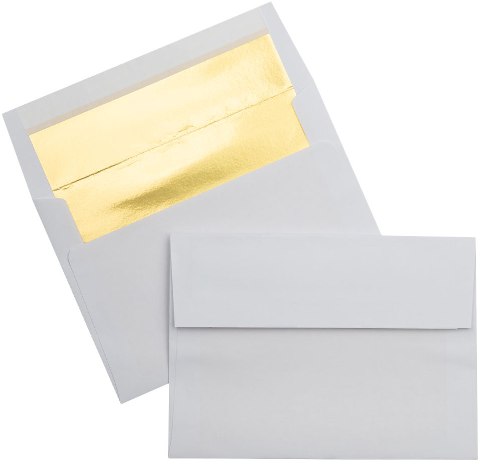 White with Gold Foil Lining 24lb A7 Invitation Envelopes (5 1/4 x 7 1/4) with Peel & Seal