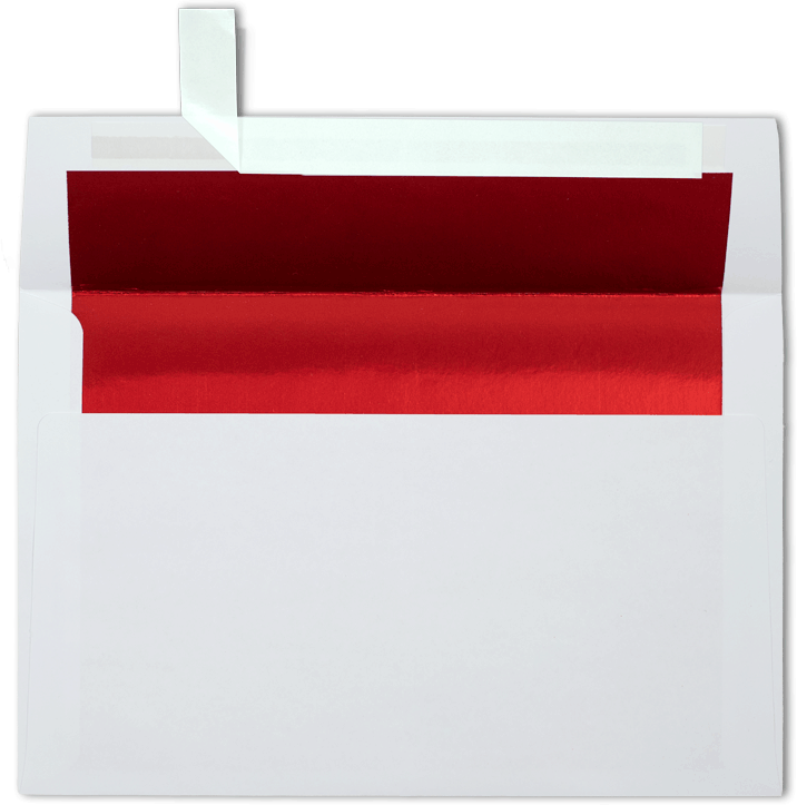 White with Red Foil Lining 24lb A9 Invitation Envelopes (5 3/4 x 8 3/4) with Peel & Seal