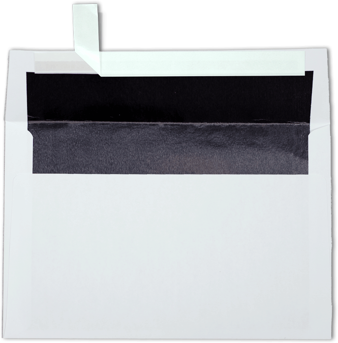 White with Black Foil Lining 24lb A9 Invitation Envelopes (5 3/4 x 8 3/4) with Peel & Seal