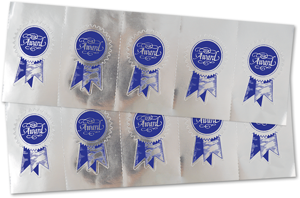 Award Ribbon 1 1/2 x 2 Embossed Foil Seals