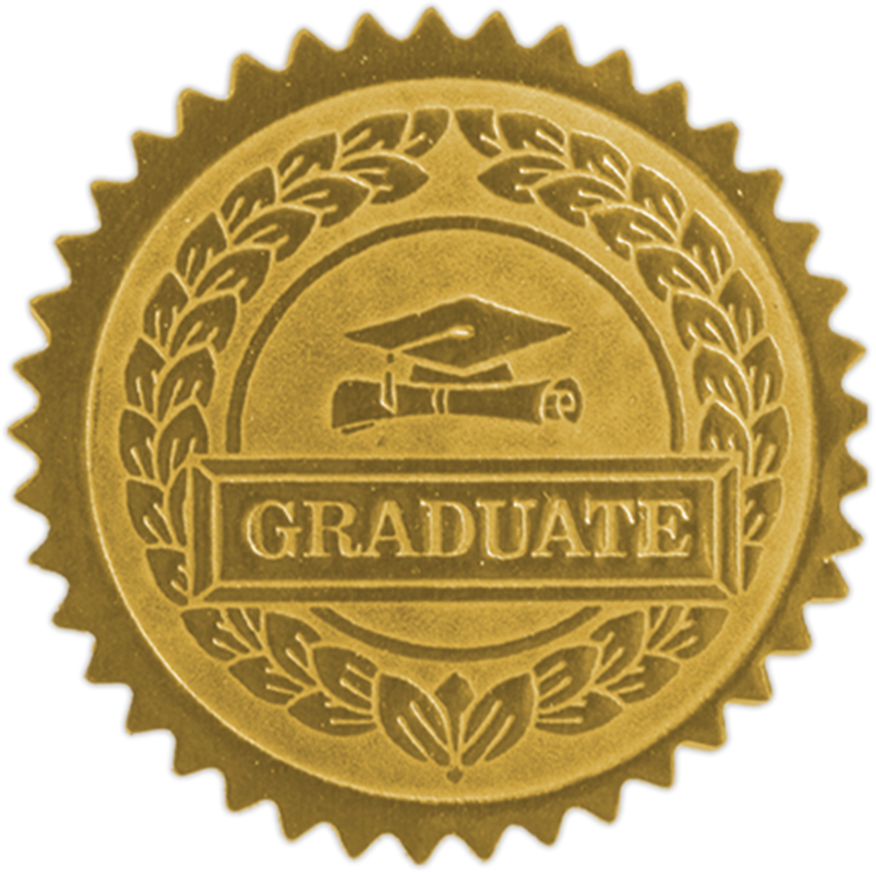 Gold Graduate 1 1/2 Inch Embossed Foil Seals