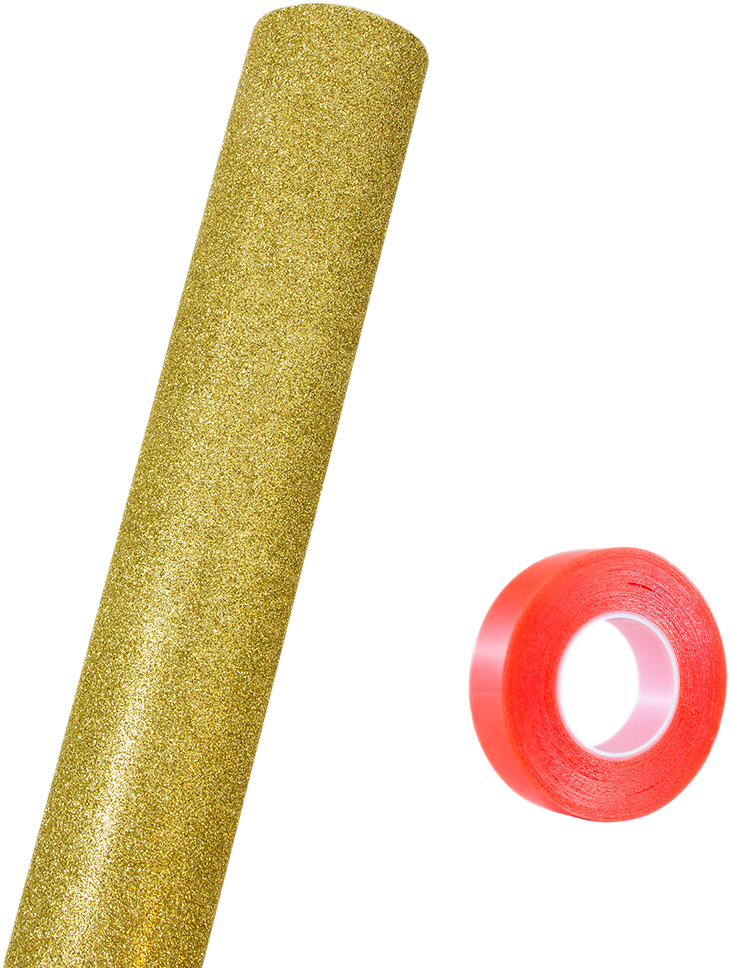 Gold Glitter Wrapping Paper with Tape with Double-Sided Tape Set (25 Sq Ft)