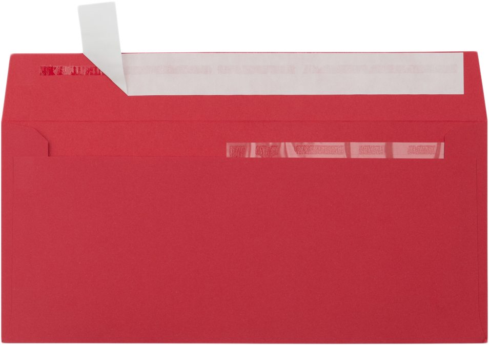 Red 32lb #10 Invoice Double Window (4 1/8 x 9 1/8) Envelopes with Peel & Seal