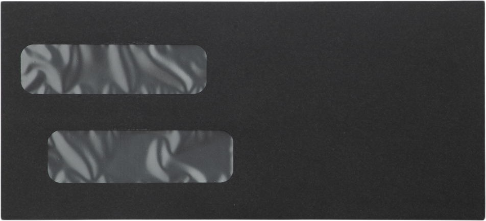 Smooth Midnight Black 32lb #10 Invoice Double Window (4 1/8 x 9 1/8) Envelopes with Peel & Seal