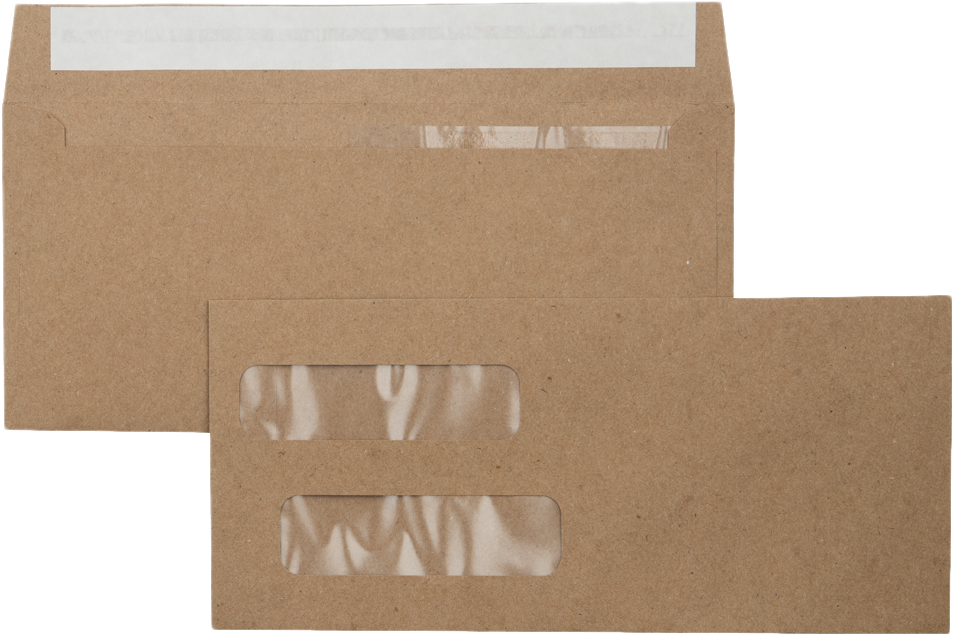 Grocery Bag 28lb #10 Invoice Double Window (4 1/8 x 9 1/8) Envelopes with Peel & Seal
