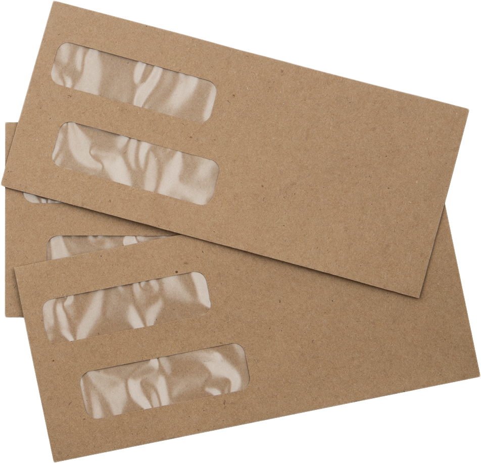 Grocery Bag 28lb #10 Invoice Double Window (4 1/8 x 9 1/8) Envelopes with Peel & Seal