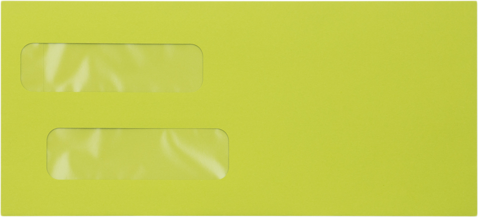 Wasabi Lime Green 32lb #10 Invoice Double Window (4 1/8 x 9 1/8) Envelopes with Peel & Seal