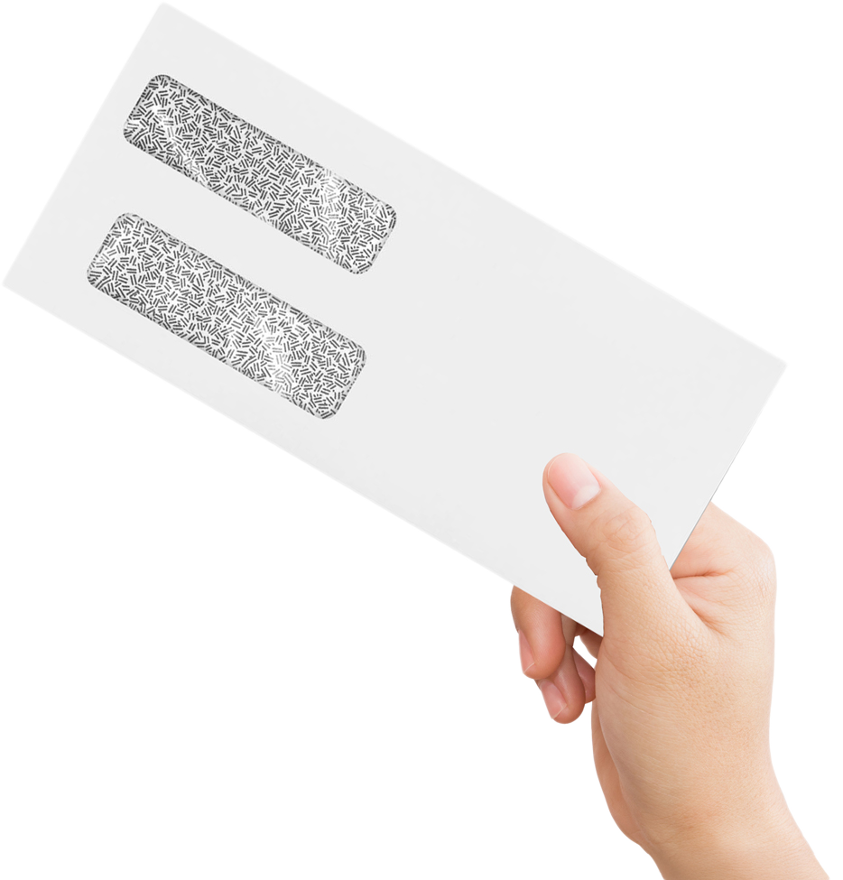 White with Security Tint 24lb #10 Invoice Double Window (4 1/8 x 9 1/8) Envelopes with Peel & Seal