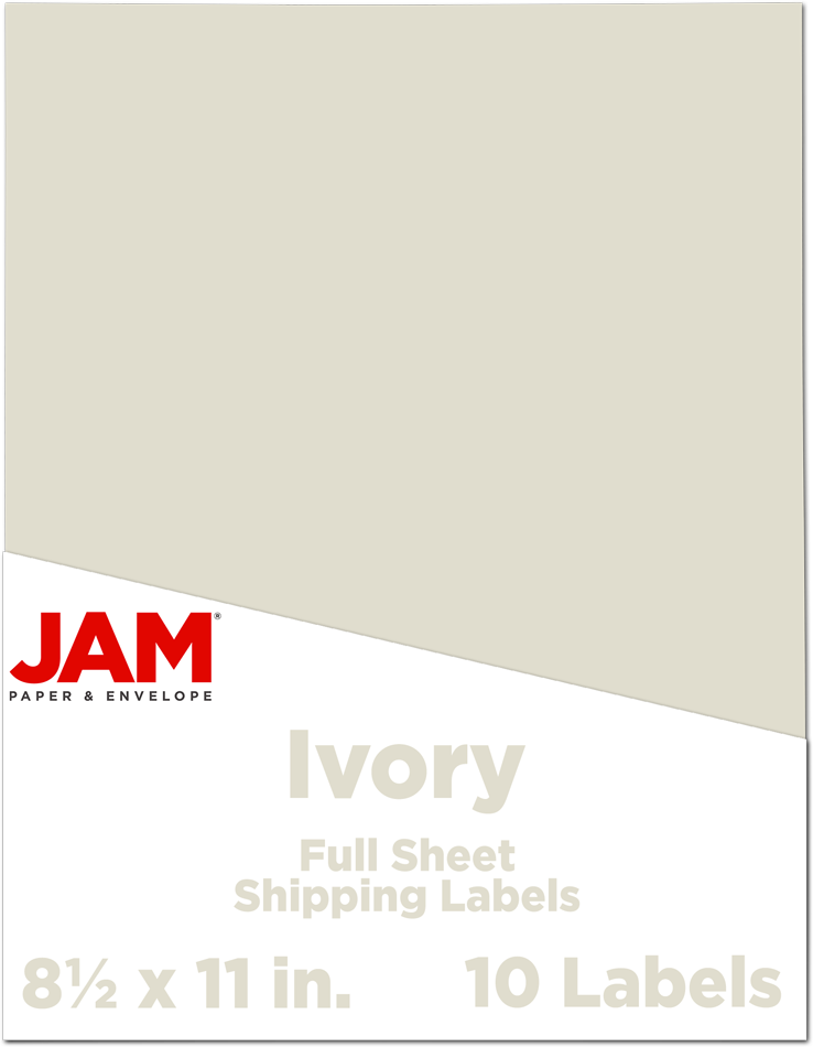 Ivory 8 1/2 x 11 Full Sheet Shipping Labels
