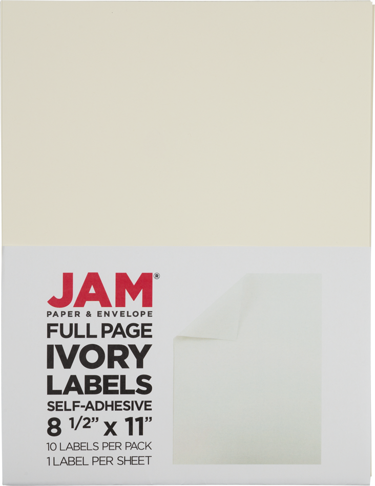 Ivory 8 1/2 x 11 Full Sheet Shipping Labels