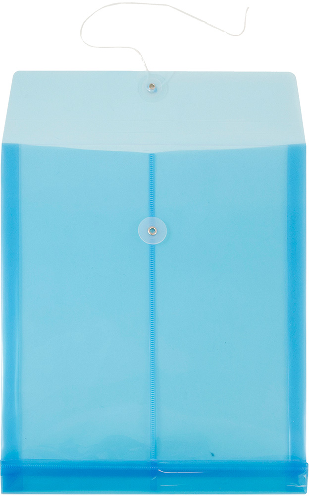 Blue Letter Open End Plastic Envelopes (9 3/4 x 13) with Button & String
