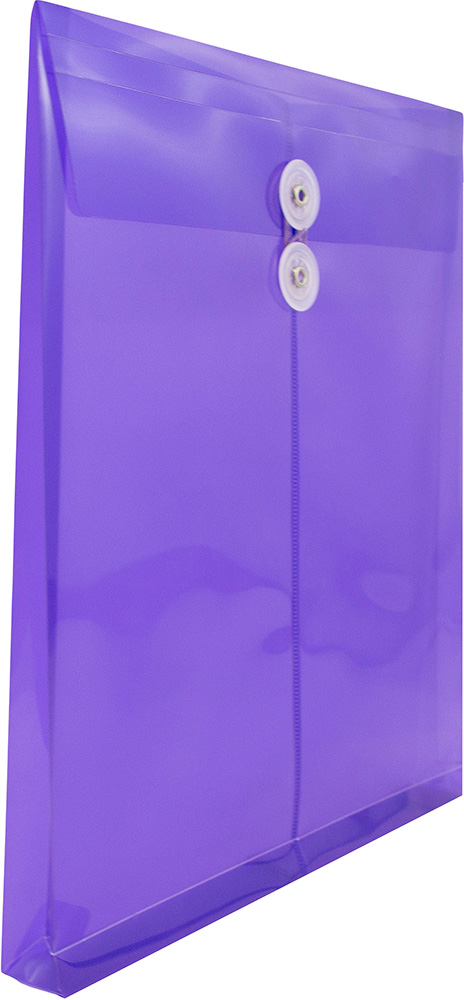 Purple Letter Open End Plastic Envelopes (9 3/4 x 13) with Button & String
