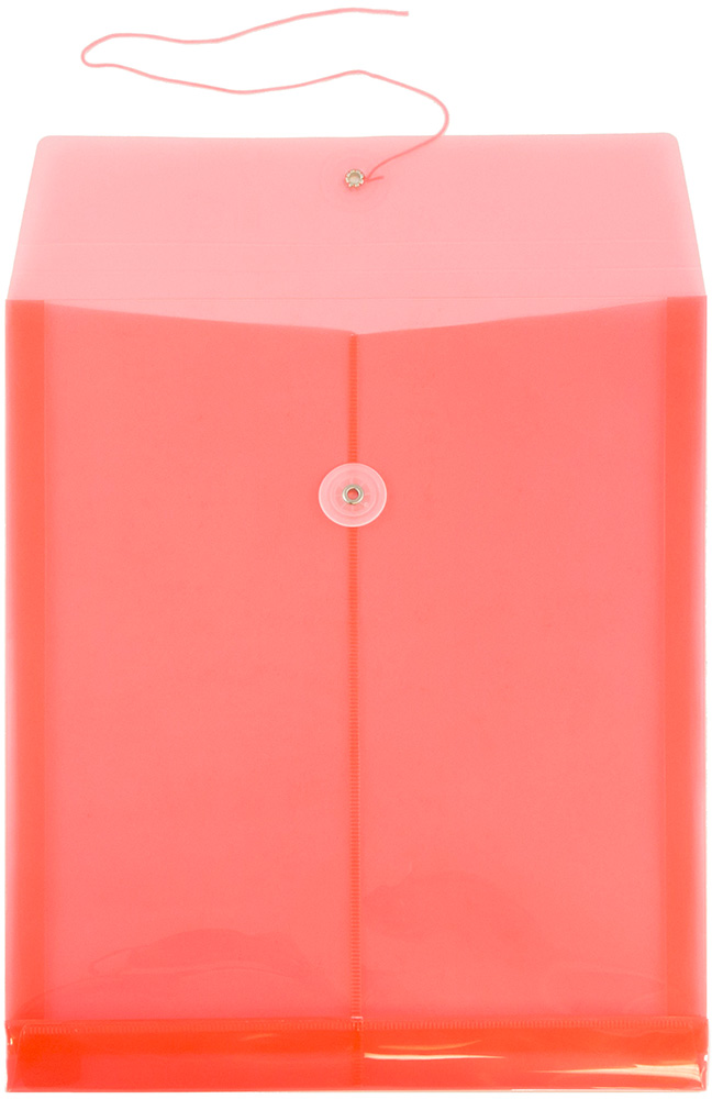 Red Letter Open End Plastic Envelopes (9 3/4 x 13) with Button & String