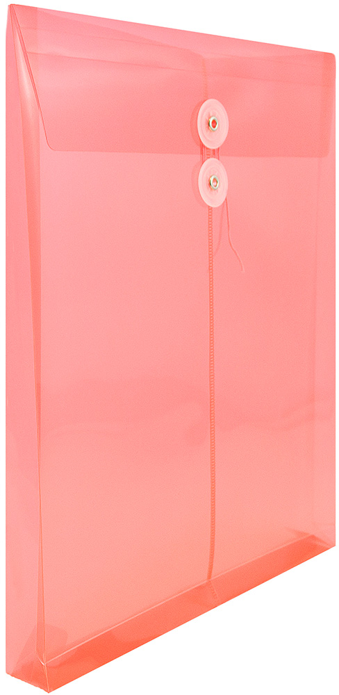 Red Letter Open End Plastic Envelopes (9 3/4 x 13) with Button & String
