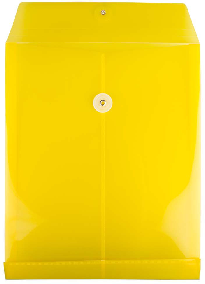 Yellow Letter Open End Plastic Envelopes (9 3/4 x 13) with Button & String