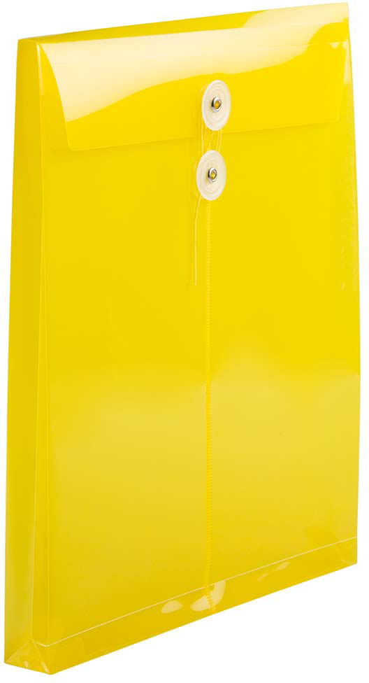 Yellow Letter Open End Plastic Envelopes (9 3/4 x 13) with Button & String