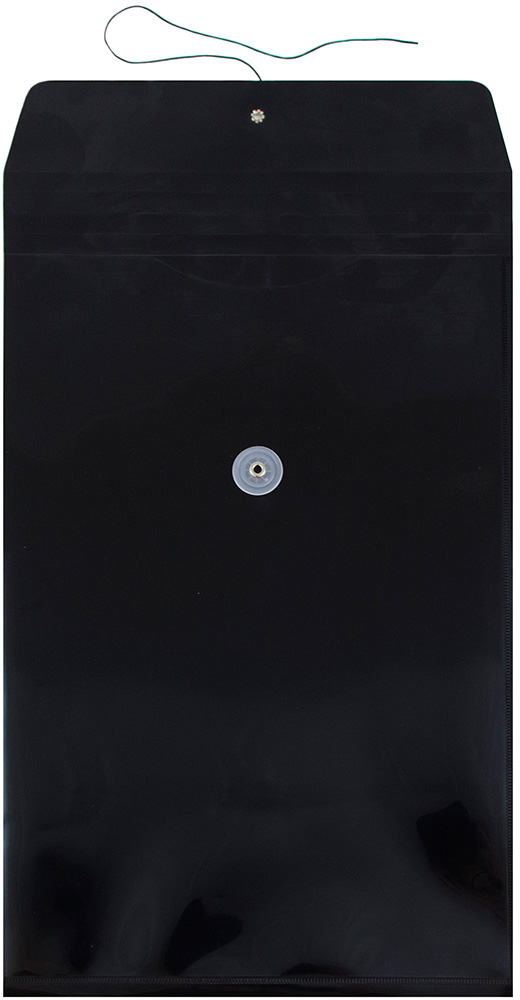 Black Legal Open End Plastic Envelopes (9 3/4 x 14 1/2) with Button & String