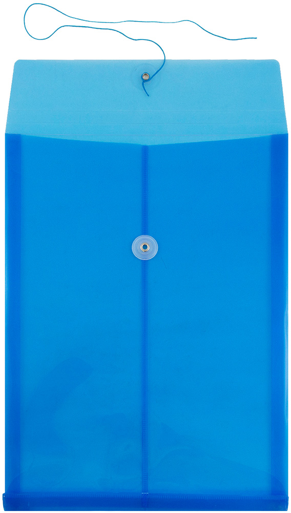 Blue Legal Open End Plastic Envelopes (9 3/4 x 14 1/2) with Button & String