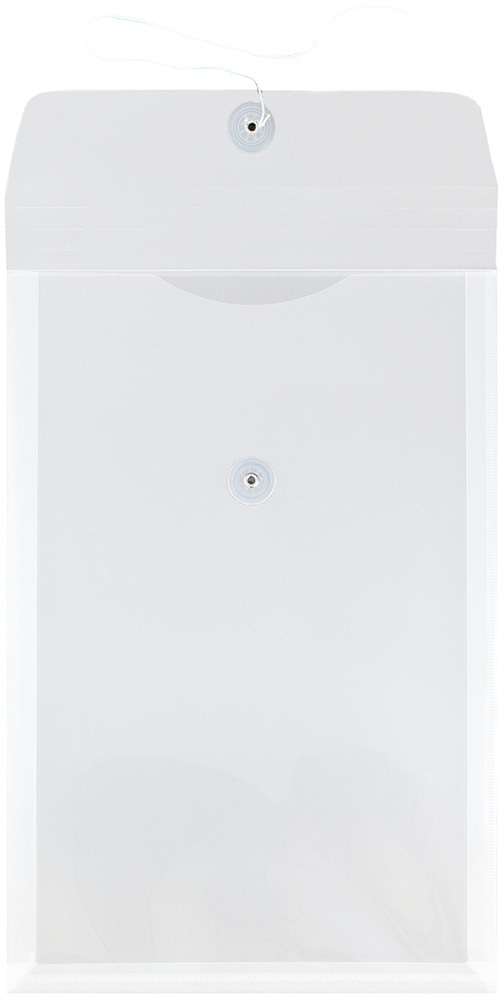 Clear Legal Open End Plastic Envelopes (9 3/4 x 14 1/2) with Button & String