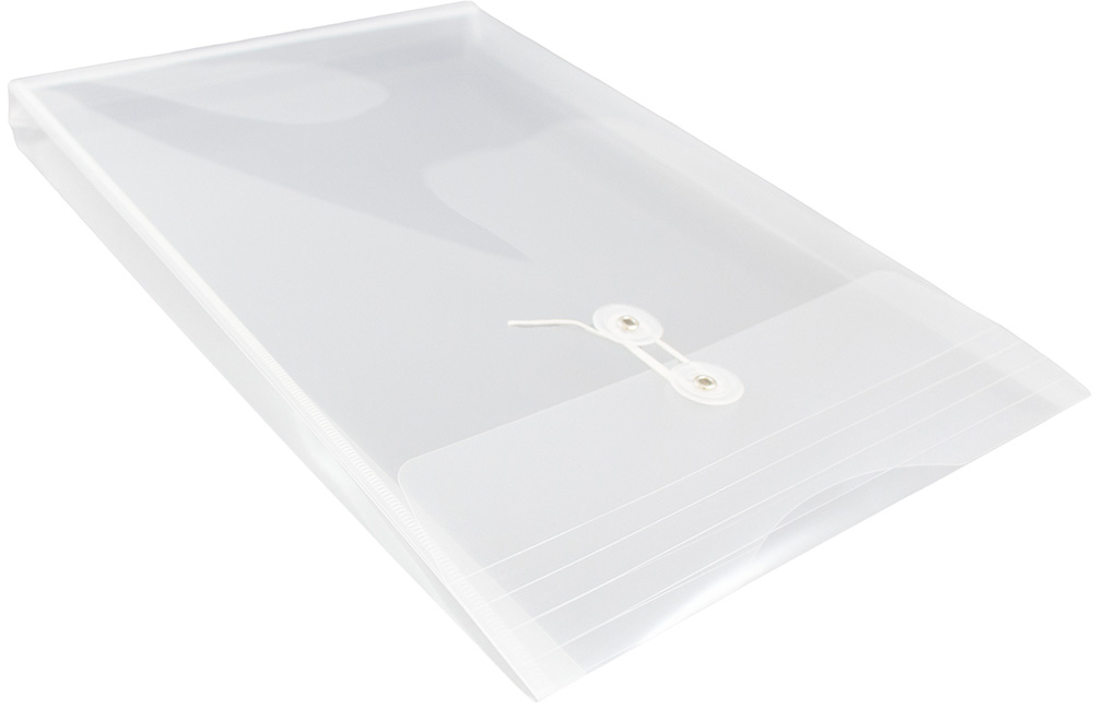 Clear Legal Open End Plastic Envelopes (9 3/4 x 14 1/2) with Button & String