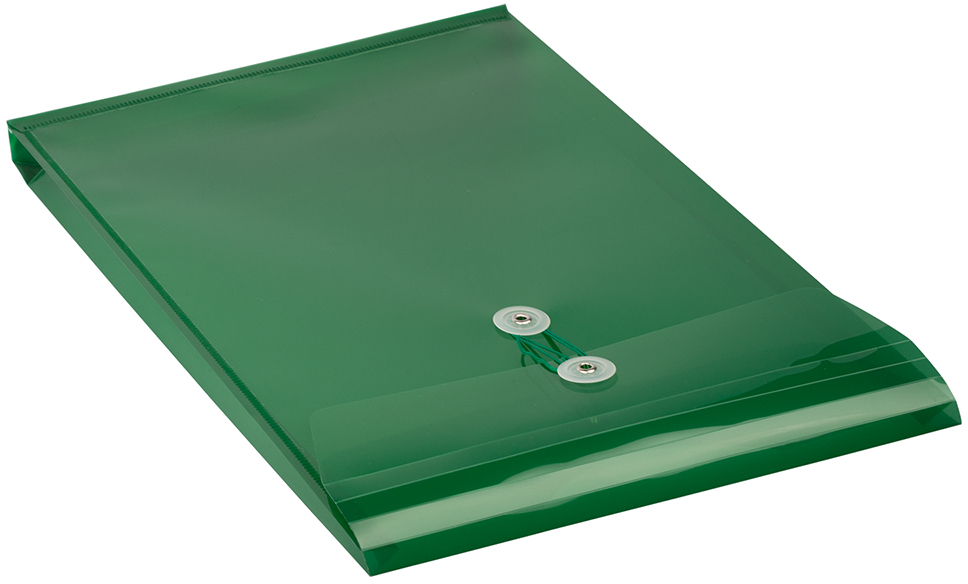 Green Legal Open End Plastic Envelopes (9 3/4 x 14 1/2) with Button & String