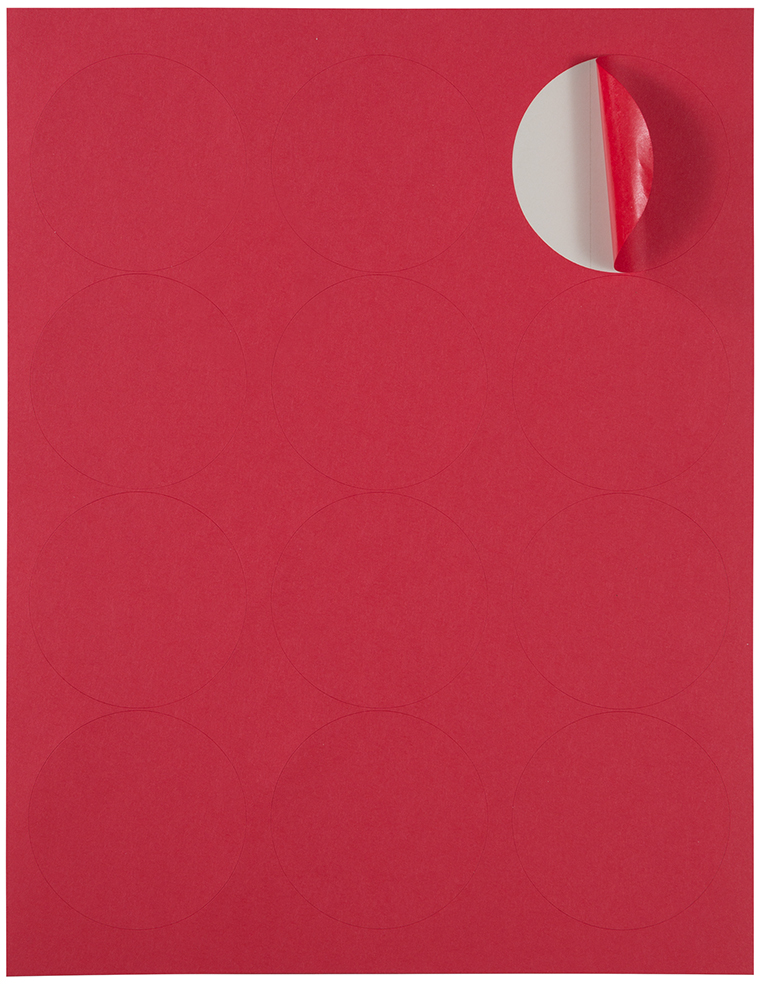 Red Large 2 1/2 Inch Round Labels