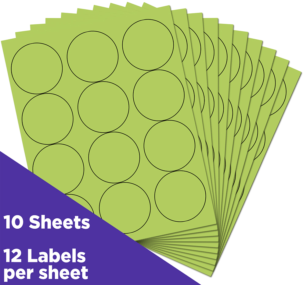 Ultra Lime Green Large 2 1/2 Inch Round Labels
