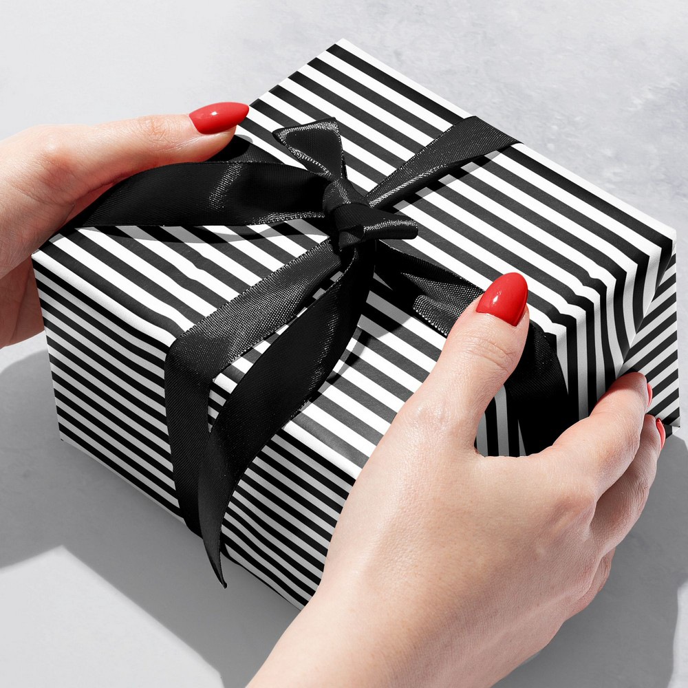 Black White Stripe Bulk Wrapping Paper (1666 Sq Ft)