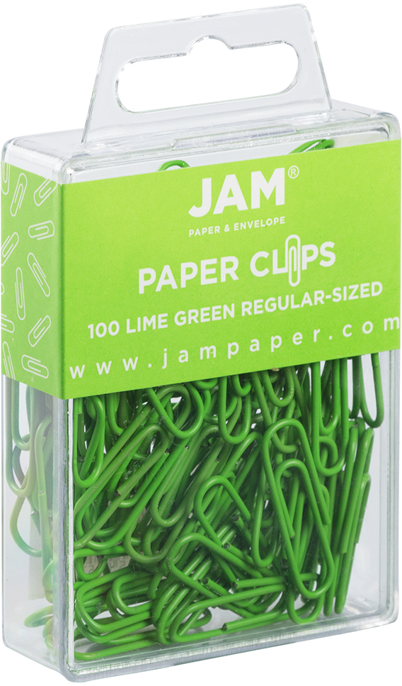 Lime Green Standard Paper Clips - 100 Pack