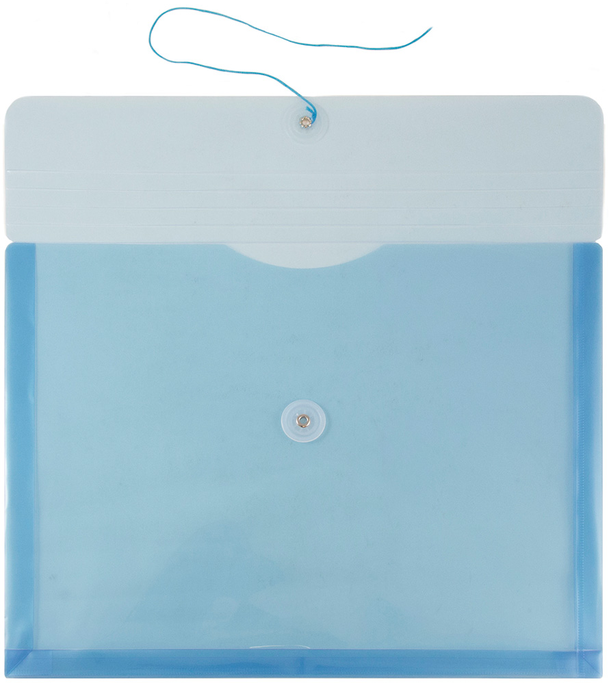 Blue Letter Booklet Plastic Envelopes (9 3/4 x 13) with Button & String