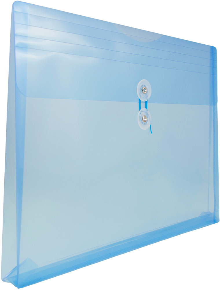 Blue Letter Booklet Plastic Envelopes (9 3/4 x 13) with Button & String