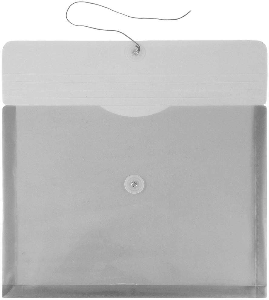 Smoke Gray Letter Booklet Plastic Envelopes (9 3/4 x 13) with Button & String