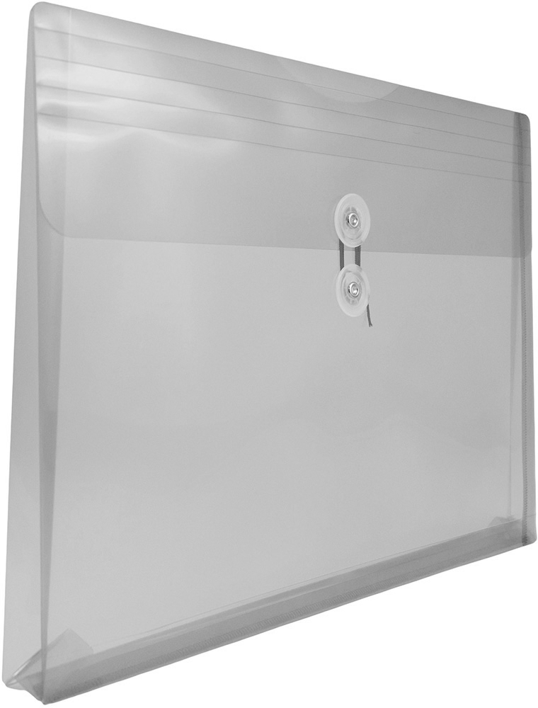 Smoke Gray Letter Booklet Plastic Envelopes (9 3/4 x 13) with Button & String