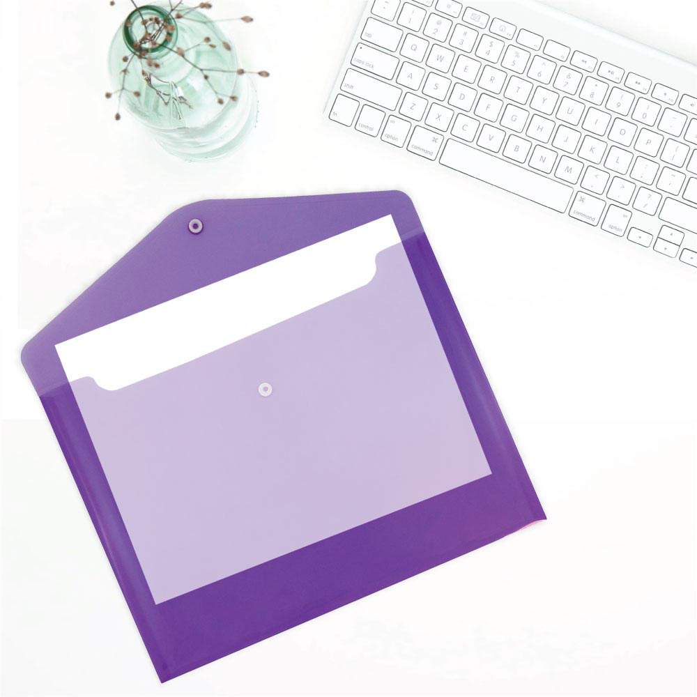 Purple Letter Booklet Plastic Envelopes (9 3/4 x 13) with Snap Closure