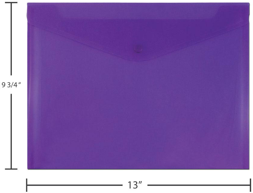 Purple Letter Booklet Plastic Envelopes (9 3/4 x 13) with Snap Closure
