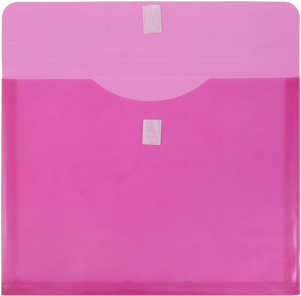 Fuchsia Pink Letter Booklet with 1" Expansion Plastic Envelopes (9 3/4 x 13) with Hook and Loop Closure