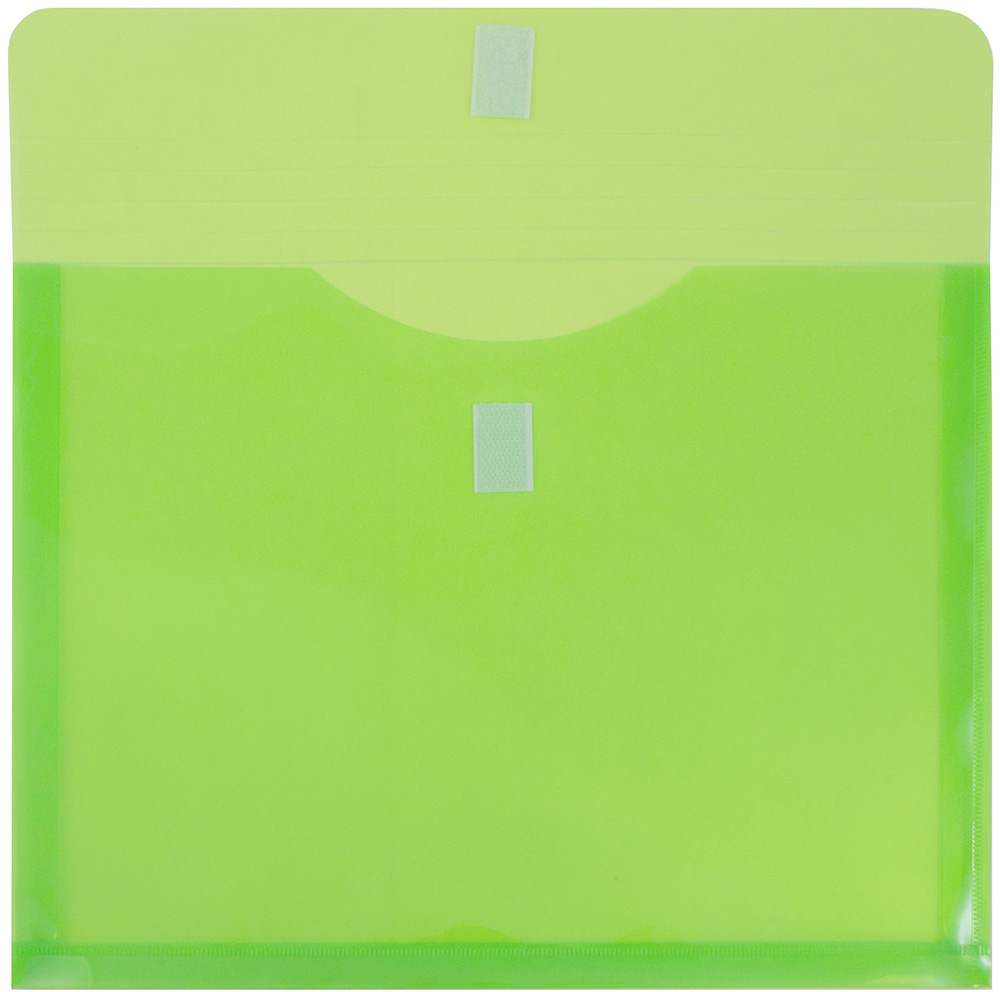 Lime Green Letter Booklet with 1" Expansion Plastic Envelopes (9 3/4 x 13) with Hook and Loop Closure