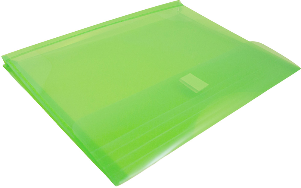 Lime Green Letter Booklet with 1" Expansion Plastic Envelopes (9 3/4 x 13) with Hook and Loop Closure