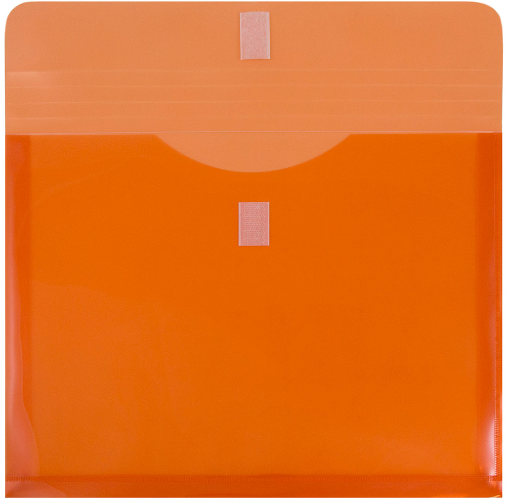 Orange Letter Booklet with 1" Expansion Plastic Envelopes (9 3/4 x 13) with Hook and Loop Closure